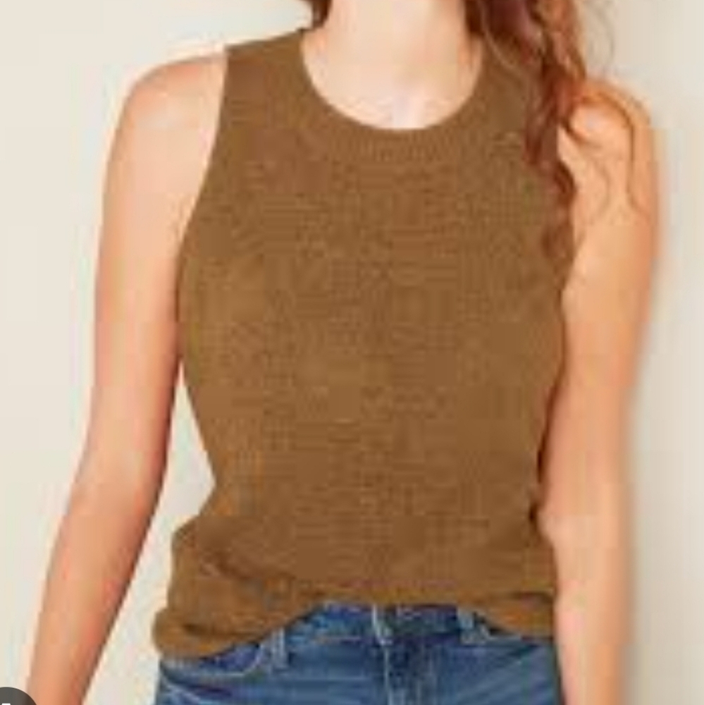 Old Navy XL Lightweight Brown Crew Neck Sleeveless Sweater Top
